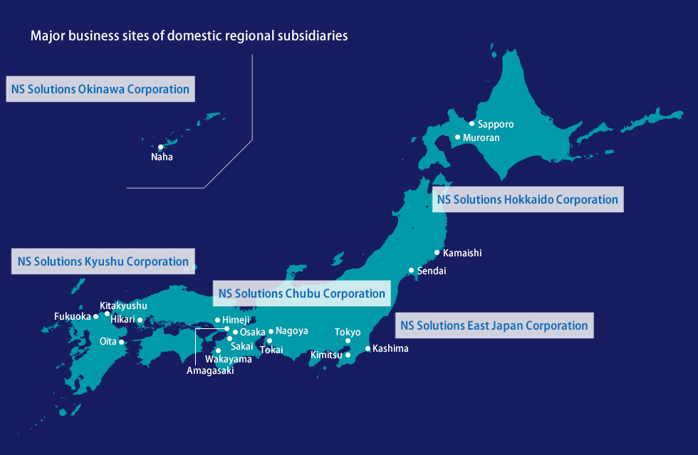Major business sites of domestic regional subsidiaries